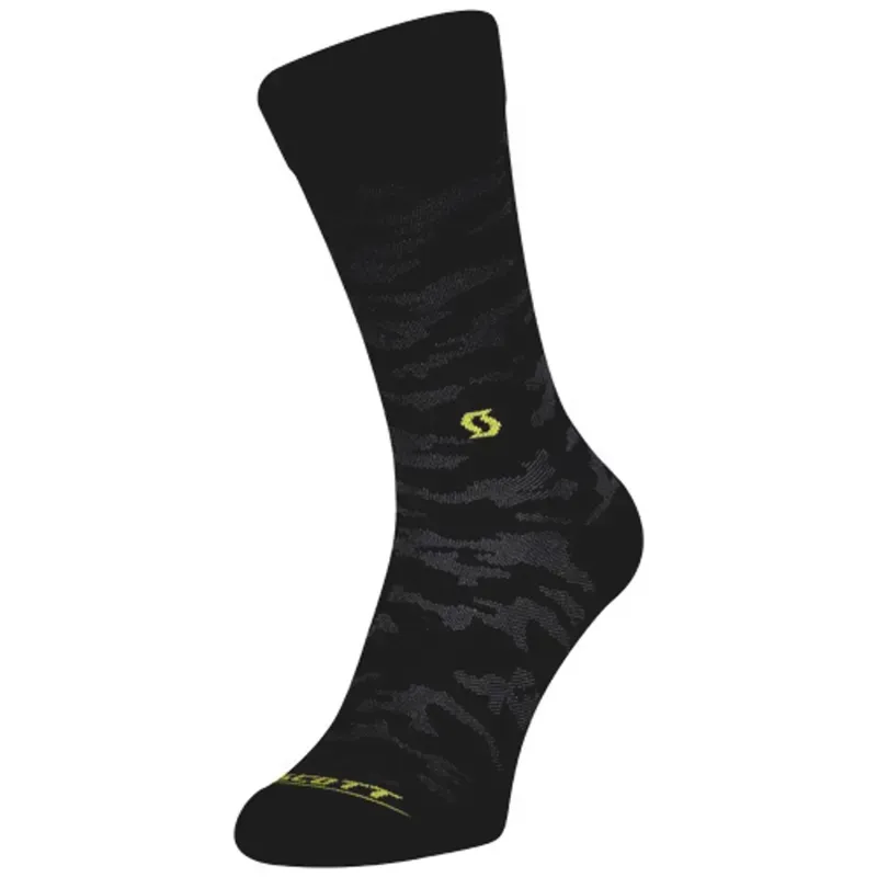 Scott Trail Camo Crew Socks Black / Sulphur Yellow L (42-44)
